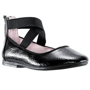 NINA MARISSA BLACK CRINKLE PATENT Mary Jane ballet flat dress shoe elastic 4